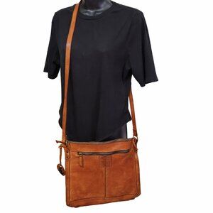HARBOUR 2ND Soft Leather Crossbody Purse Bag Studs Boho Western Cognac Brown